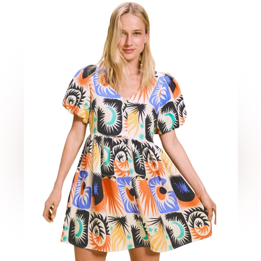 United in Motion- Lilian Dress Colorful Geometric Print Dress Size XS & XXL